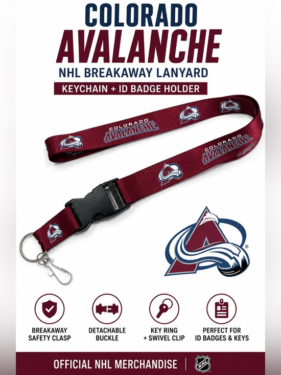 NHL Other - Colorado Avalanche NHL Breakaway Lanyard Keychain ID Badge Holder Detachable